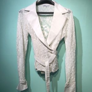 Anne Fontaine lace stretch Avalan wrap blouse